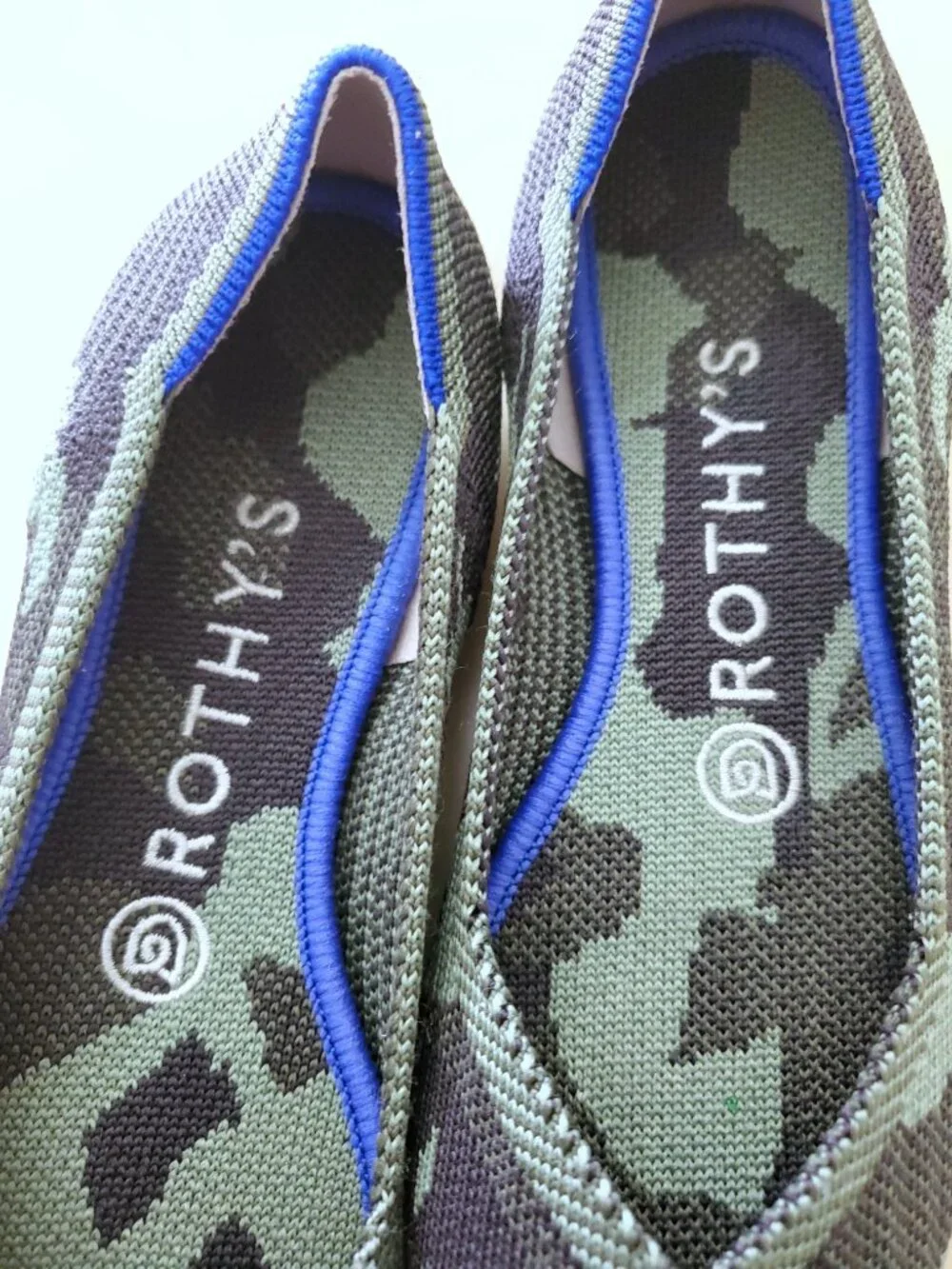 Rothy's The Point Women's Olive Green Camouflage Slip On Ballet Knit Flat Shoe 7